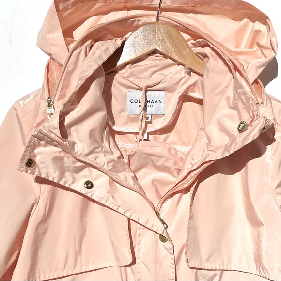 COLE HAAN Women's Short Packable Rain Jacket Pink Size XL - Picture 6 of 10